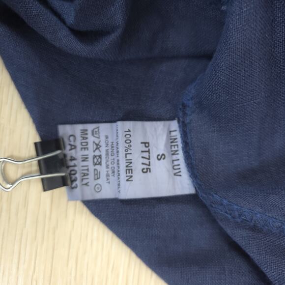 Linen Luv Ankle Pants Women S Elastic Waist Lightweight Pockets Italy Navy - Picture 9 of 11